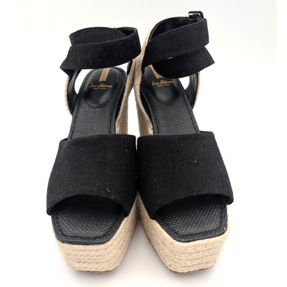 Sam Edelman Vada Wedge Ankle Strap Sandal Women's Black Size US10 EU40 - Picture 2 of 10